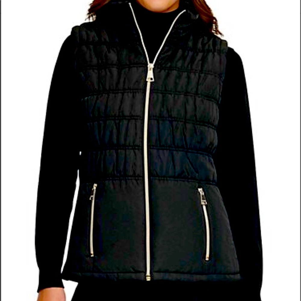 Brand new Calvin Klein black quilted ruched vest.
